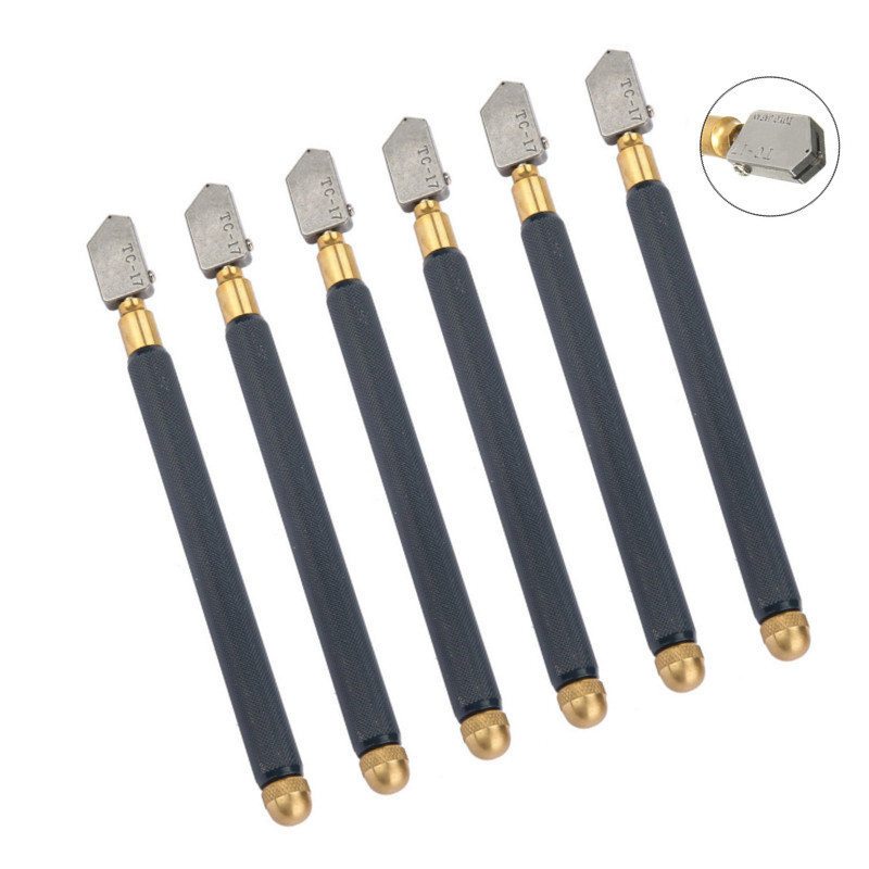 

2/3/4/6Pcs TC-17 Oil Glass Cutter Metal Handle Diamond Straight Head Cutting Tool Pack