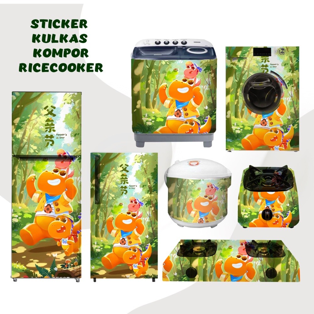 Stiker Kulkas Mesin cuci kompor 2 1 mata pintu tabung
