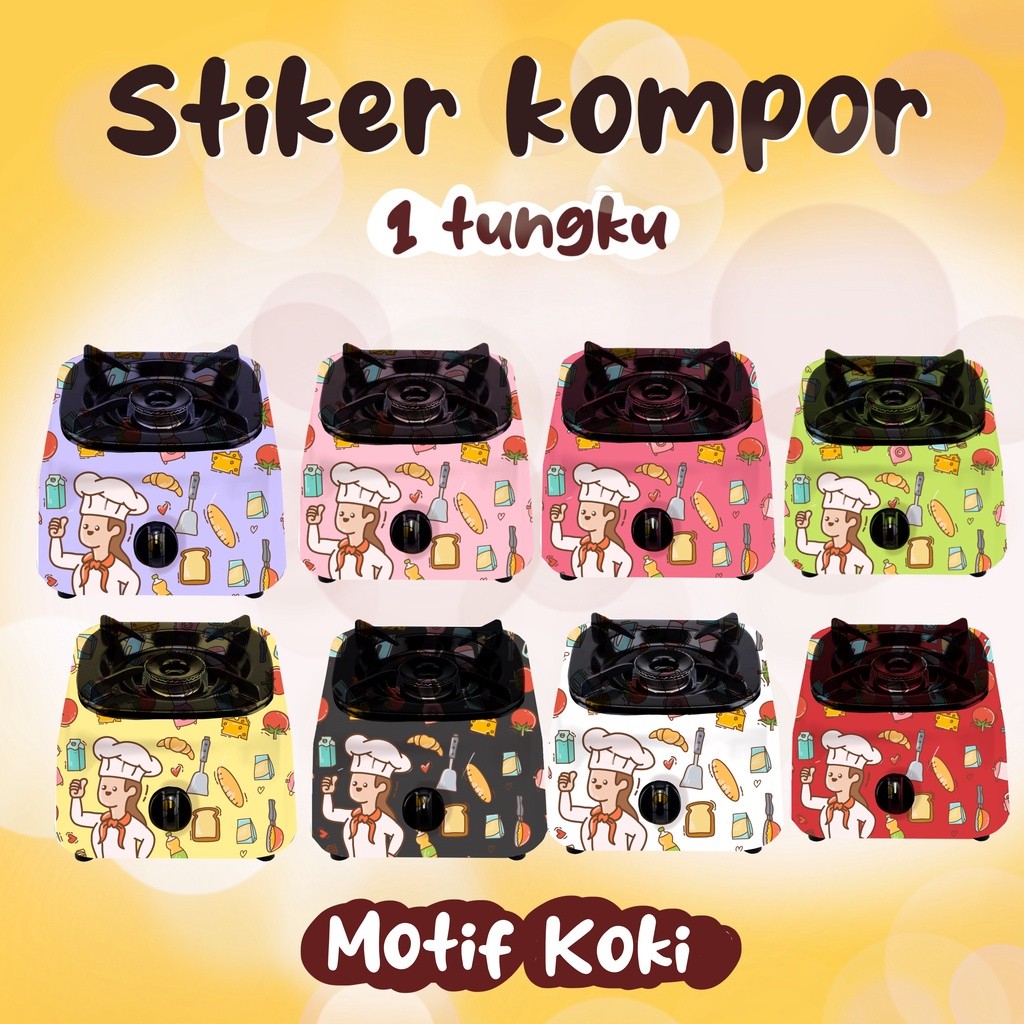 Setiker Stiker Sticker Kompor 1 Mata Tungku Motif Koki Kue Aestetik RINNAI