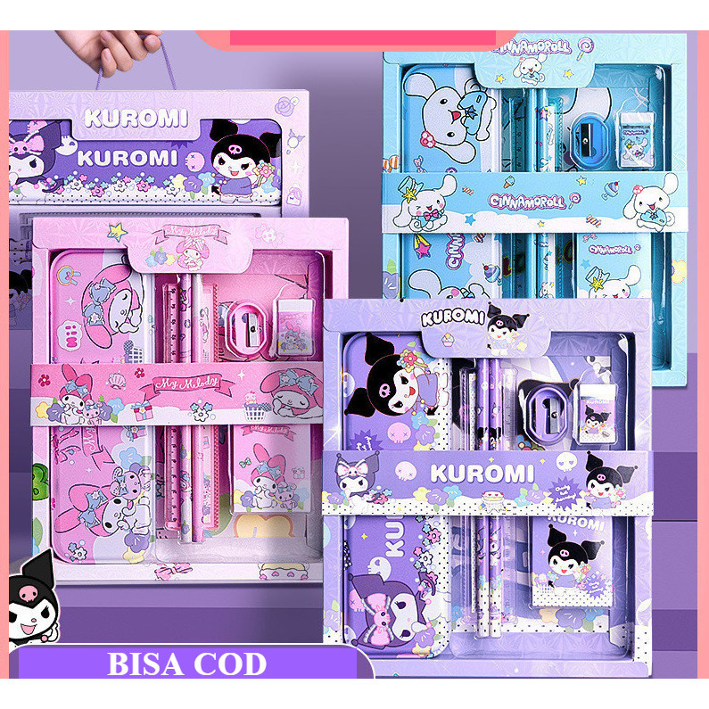 

serbaguna online - 7 in 1 Stationery Set Sanrio / Kotak Pensil Anak / Alat Tulis Set Karakter Kuromi / Kado Anak ATK