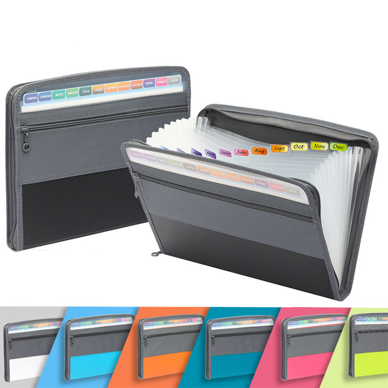 

13Layer A4 Expanding File Folder Double Zipper Document Storage Bag Organizer File Pouch Bill Folder Family School Office Binder