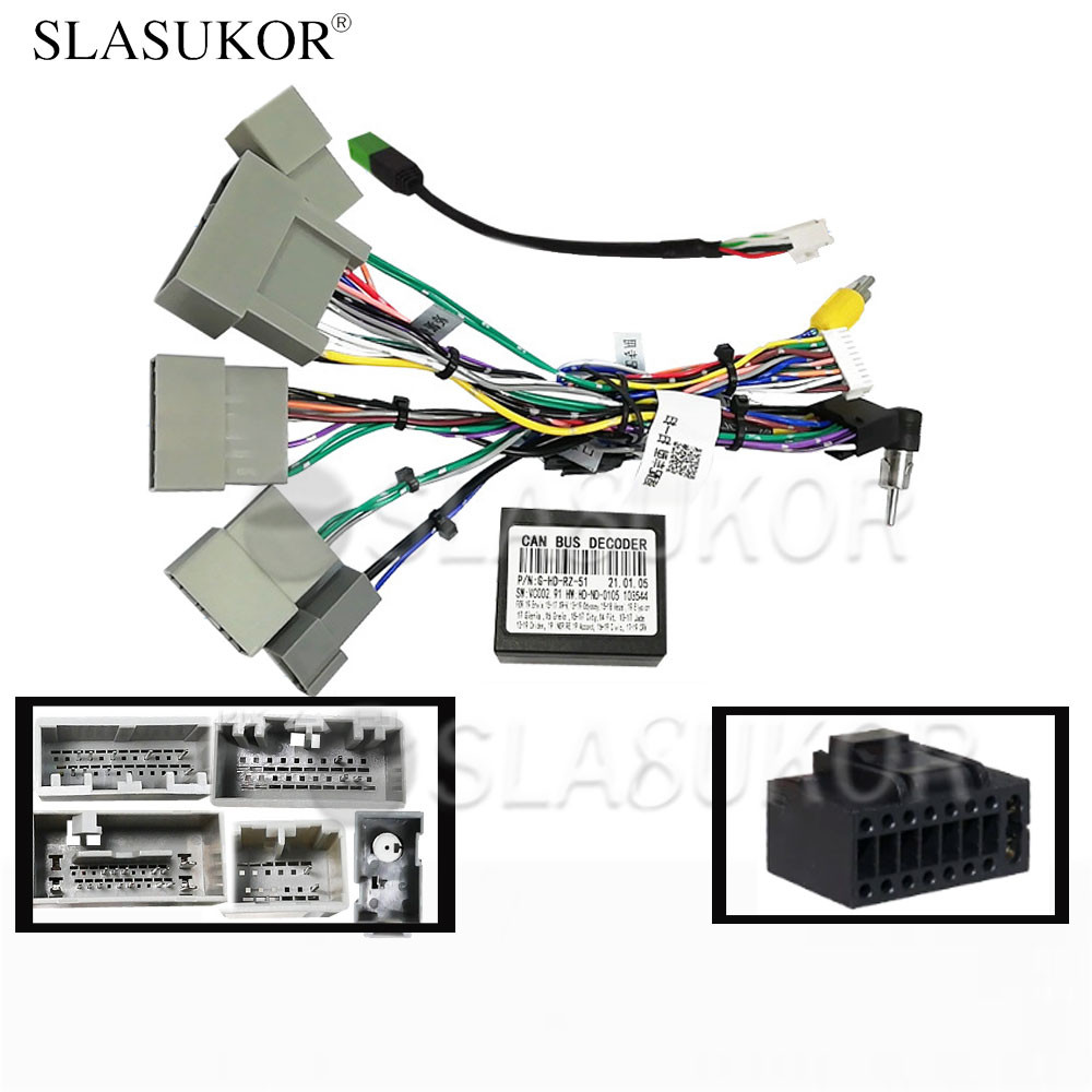 16 Pin Double Din Car Radio Fascia for Honda Jade Fit Crider Odyssey Vezel HR-V XR-V  Power cables C