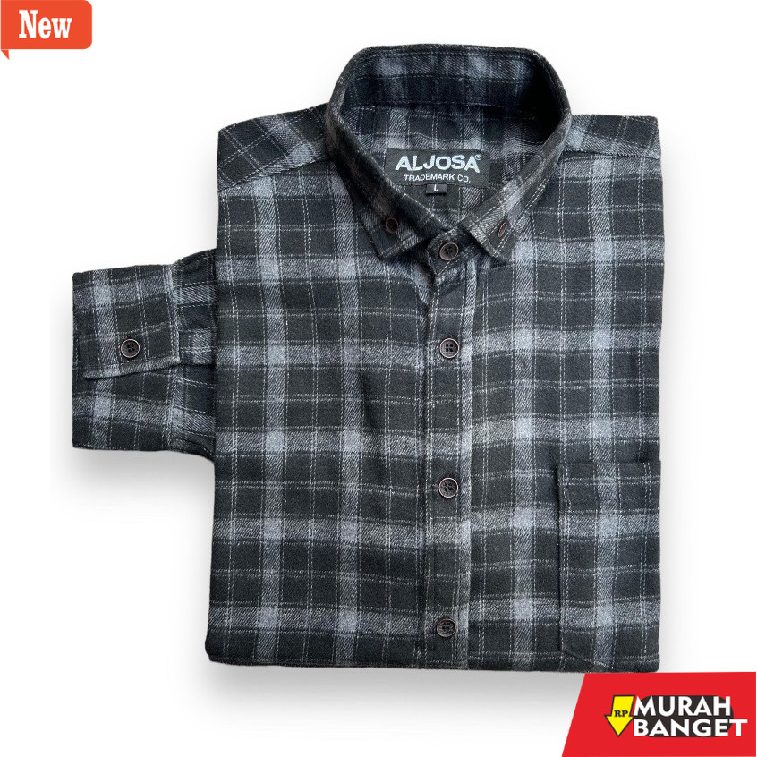 kemeja kotak kotak cowok ALJOSA Kemeja Flanel Pria Lengan Panjang Hem Flannel Baju Cowok Motif Kotak