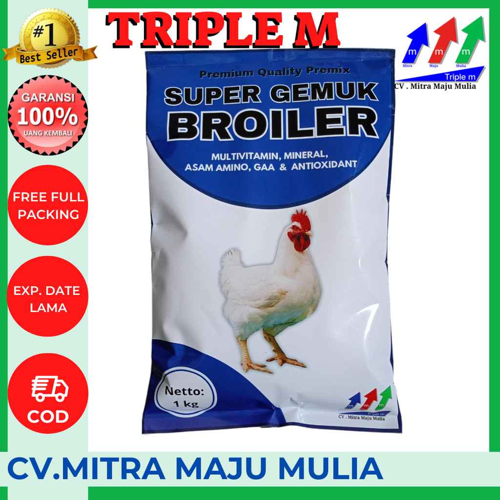 PREMIX BROILER SUPER GEMUK BROILER 1 KG - Multivitamin Untuk Ayam Broiler 3M