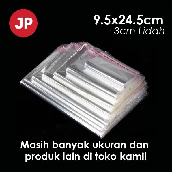

PLASTIK OPP LEM ukuran 9.5x27,5cm 1 pack isi 100 lembar