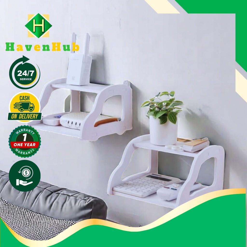 HavenHub - Rak Meja/Dinding Double Rak Multifungsi Vintage Minimalis untuk Desktop Storage Dekoraasi