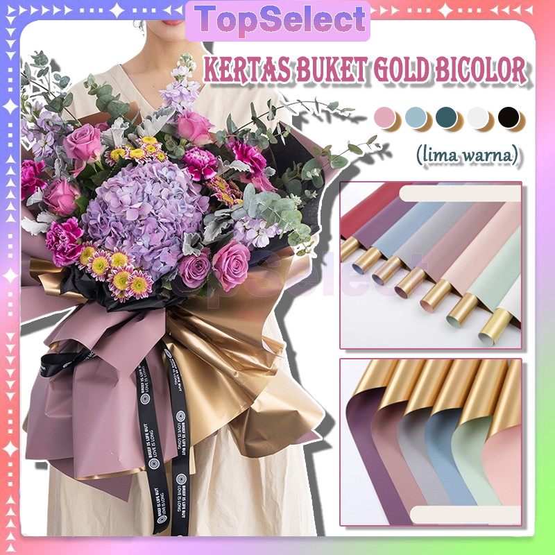 

Kertas Bunga / Kertas Buket / Pembungkus Kado Paper/ Flower Wrapping Cellophane/2 Warna Gold Solid Waterproof Paper/ 58x58cm Waterproof Kertas Buket Bunga 20Lembars