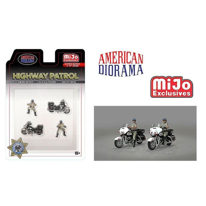 Diecast American Diorama 1:64 Mijo Figure Set - Highway Patrol Motorcycles AD-64529MJ