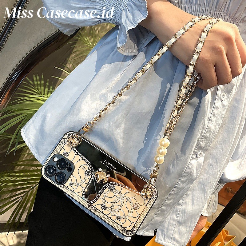 Tali Lanyard Selempang Hp Kulit Berkualitas Tinggi Tautan Mutiara Selempang Tas Gantungan Kulit