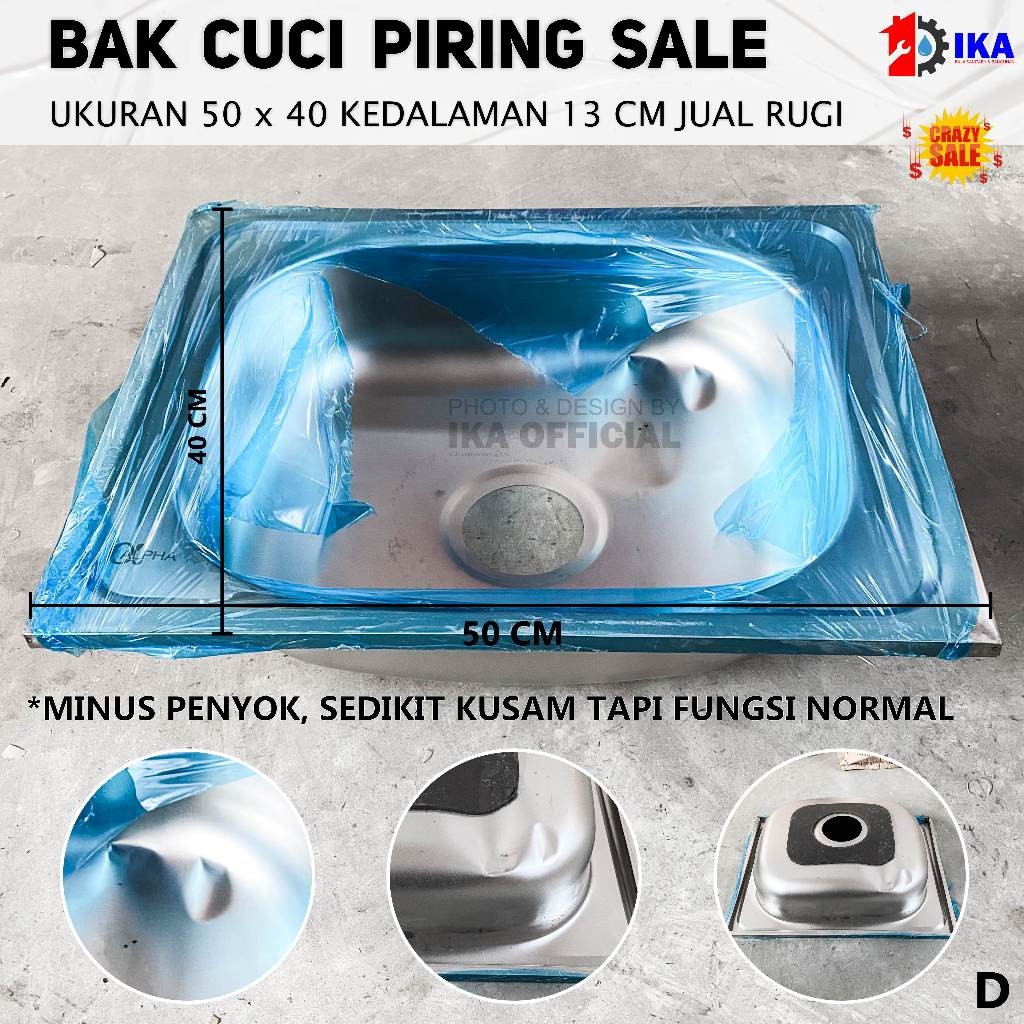 SAB CRAZY SALE BAK CUCI PIRING STAINLESS / SINK CUCI PIRING / BAK CUCI PIRING 1 LUBANG / Bak Cuci Pi