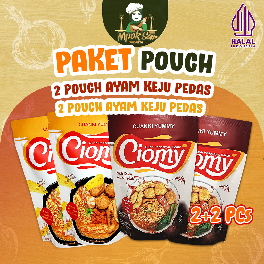 

Mpok Sur - Paket Hemat Ciomy Cuanki Pouch Ayam Keju Pedas + Ayam Pedas isi 4 pcs