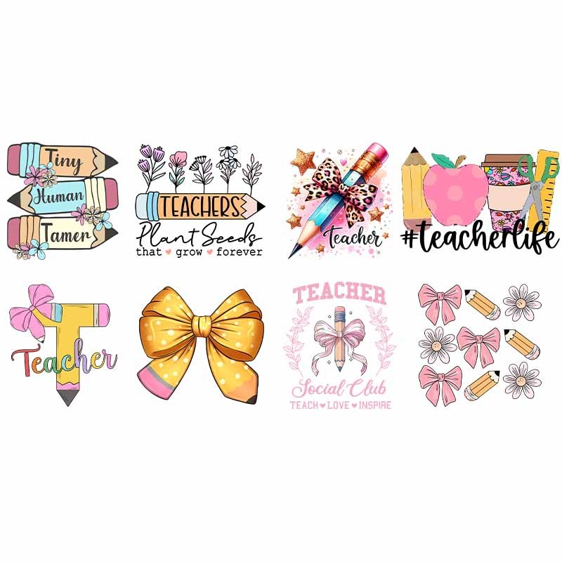 

Teacher's Day Thermals Sticker For T-Shirts Jacket Fashion Women Iron On Heat Transfer Patch DTF Transfer Custom Sticker DIY