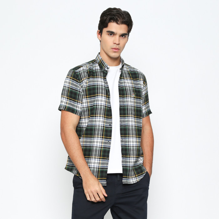 ARNOLD PALMER Kemeja Lengan Pendek Hijau Motif Kotak Pria - P-CIBE11-T9