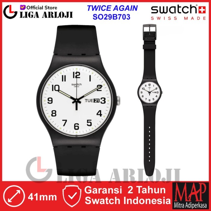 ✨Q.LnS✨ - TERBARU SWATCH SO29B703 TWICE AGAIN Jam Tangan Pria Analog Original Swiss