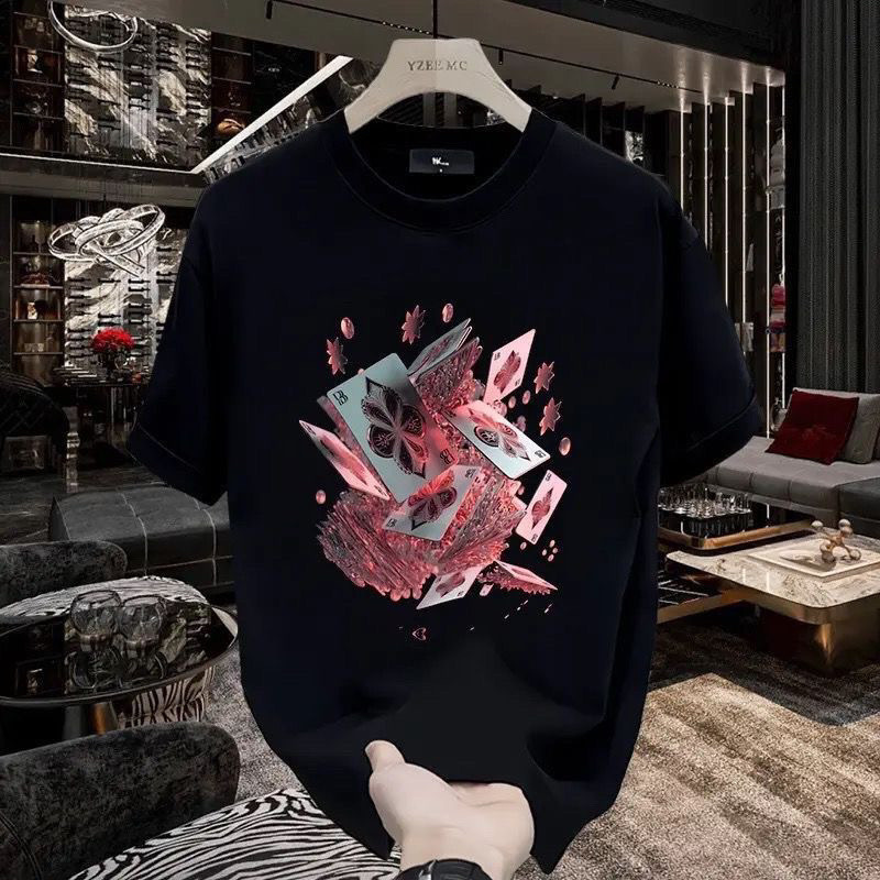 Internet Selebriti Kaus Lengan Pendek Pria Poker Musim Panas Dicetak Ukuran Besar Trendi Terlaris At