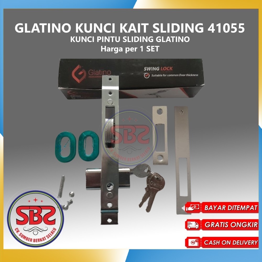 GLATINO Kunci Pintu Sliding KAIT Glatino 41055 / Kunci Pintu Almunium Sliding / Kunci Kait Pintu
