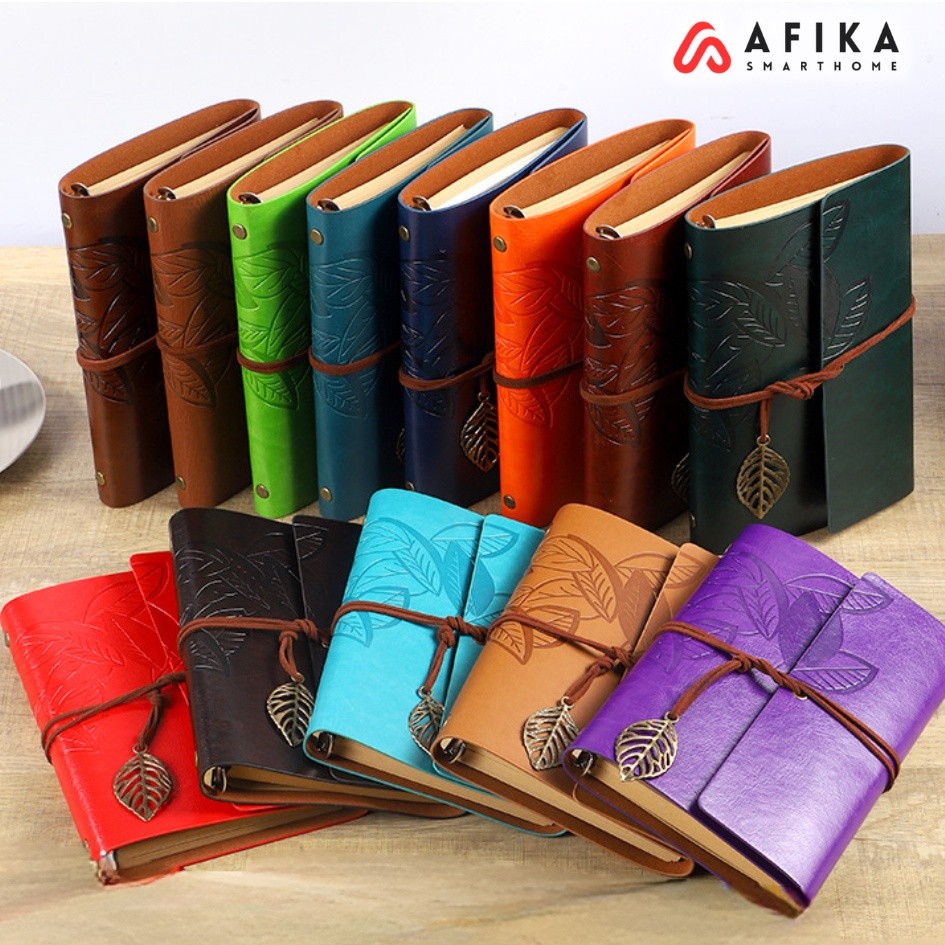 

Buku Catatan Binder Agenda 70 Lembar Bahan Kulit Notebook Retro Leaf Cover Waterproof