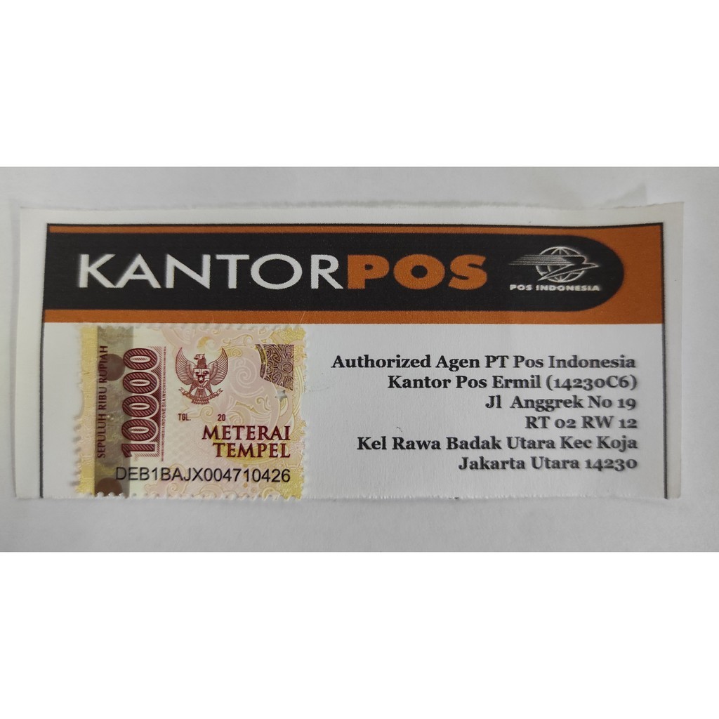 

Meterai atau Materai Rp 10000 (1 Pcs/Keping) ORI NEW