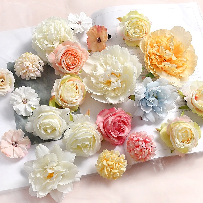 

20/14Pcs/lot Mixed Artificial Flowers Silk Rose Fake Flower For Home Decor Wedding Decoration DIY Craft Garland Gift Accessories