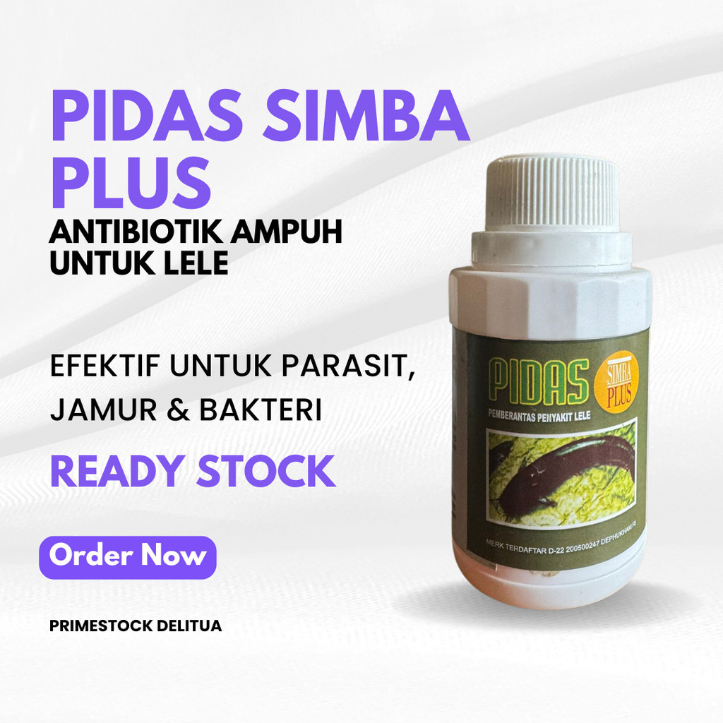 PIDAS SIMBA PLUS - Antibiotik Mikrobiosidal untuk Pengobatan Penyakit Ikan Lele 100ML