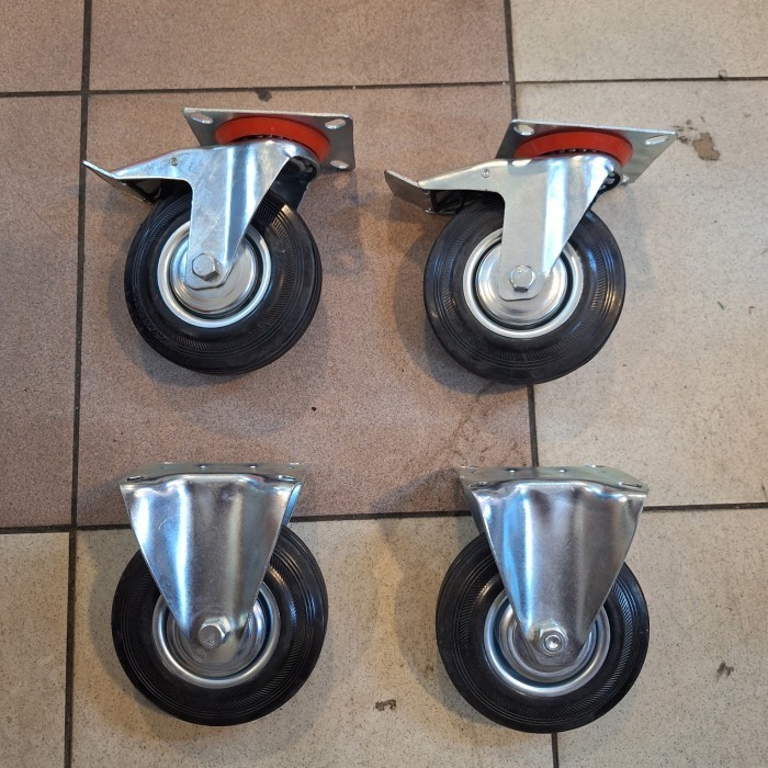 Roda Etalase 5 Inch / Roda Troli / Roda Karet 1Set ( 2Rem 2Mati )