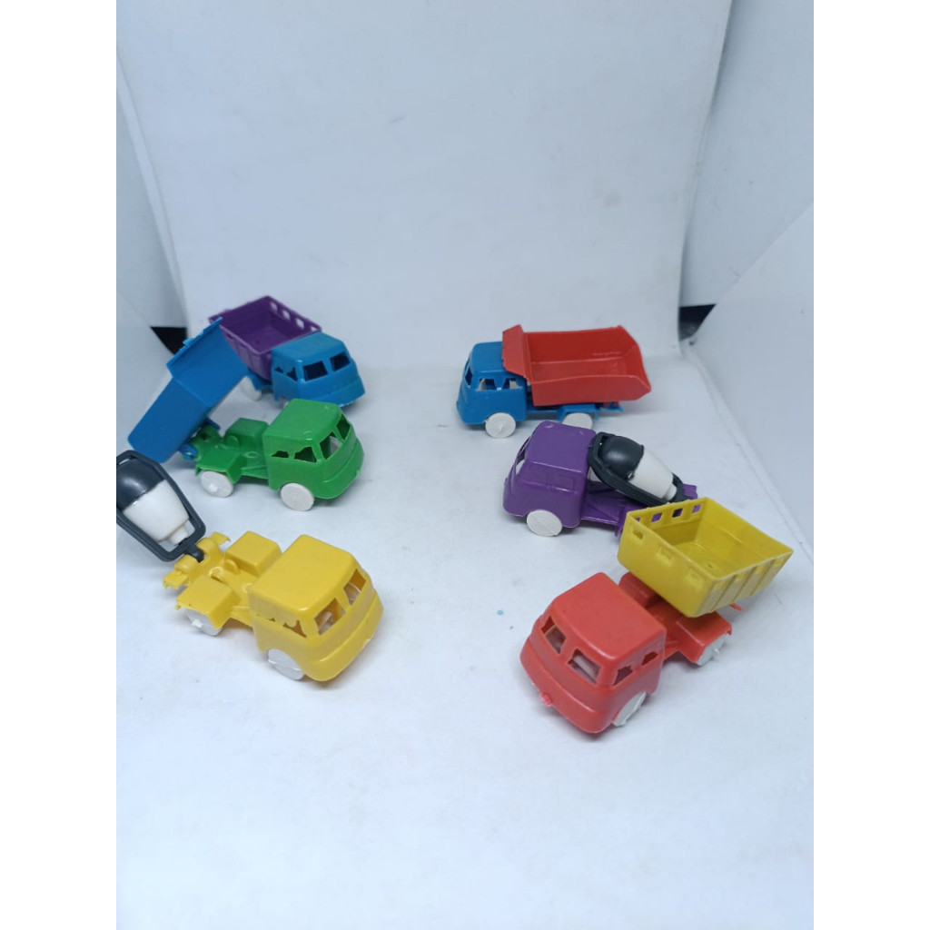 MAINAN TRUK KONSTRUKSI KECIL PLASTIK WARNA WARNI 10 PCS