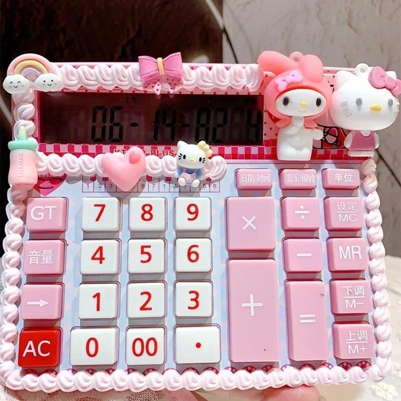 

Miniso Sanrio Hello Kitty Student Voice Calculator My Melody Cute Girl Heart Office Electronic Calculator Portable For Kids Gift