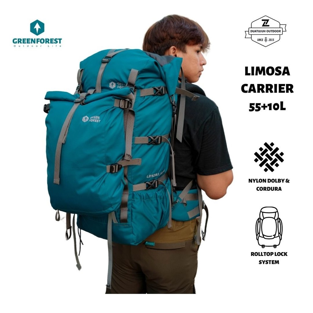 Greenforest Limosa Carrier Lightweight 55+10 Liter - Tas Gunung 2 in 1 Free Raincover