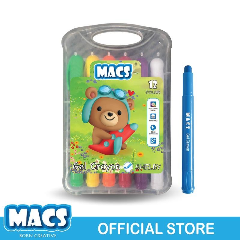 

CRAYON PREMIUM MACS Gel Crayon 12 Warna Colors Stationery