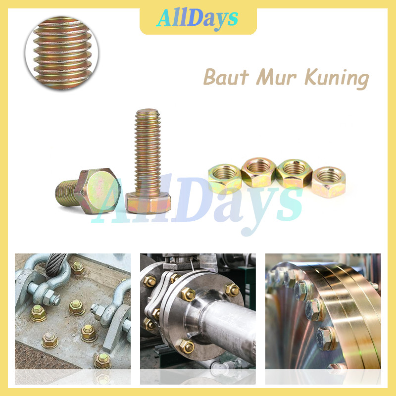 Baut Mur Hexagon Kuning/Baut Mur Kuning M8/Baut Mur Kuning/Baut Hexagonal