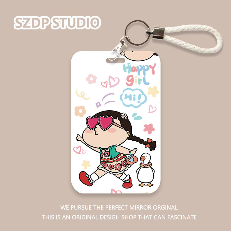 

ID CARD Animasi kartun Korea lucu menari gadis bahagia pola lucu kawaii terintegrasi gantungan kunci pelindung penutup kartu bank penutup pelindung kartu bus penutup pelindung kartu ID