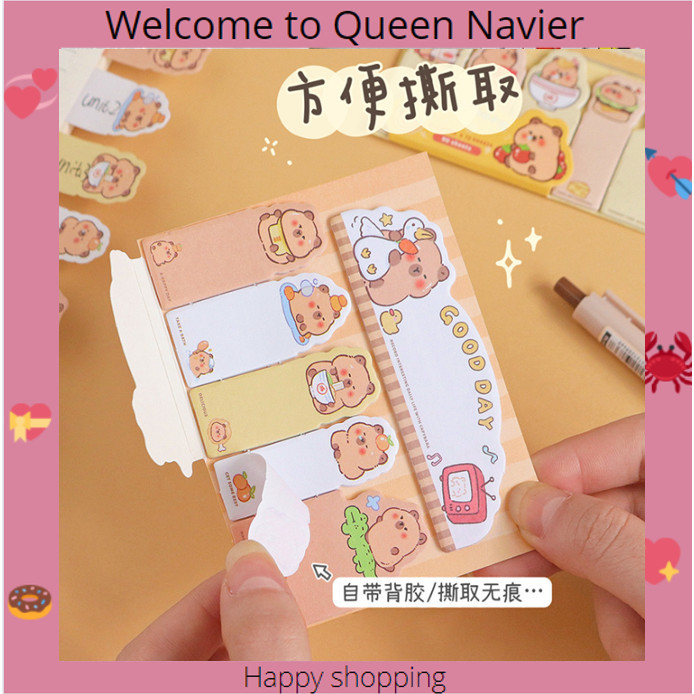 

QN - Sticky notes Capybara 8 baris cutie memo tempel lucu