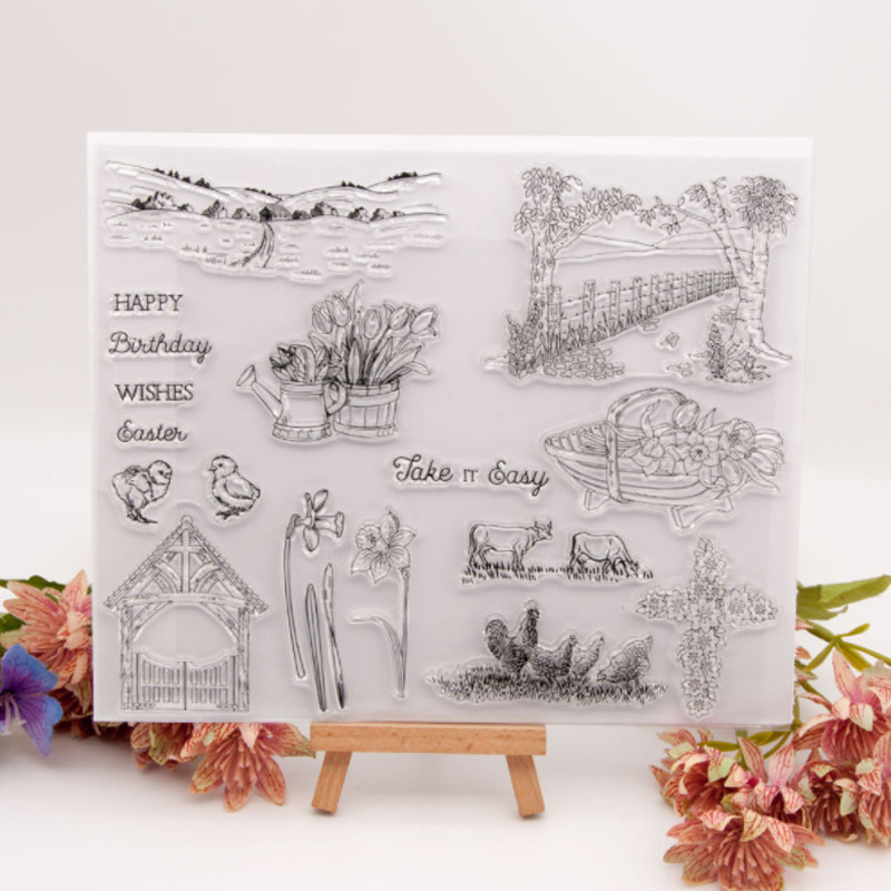 

Kawaii Easter Pastoral Stamps Rubber Transparent Silicone Seal DIY Hand Account Scrapbooking Journal Decoration Crafts Stencils