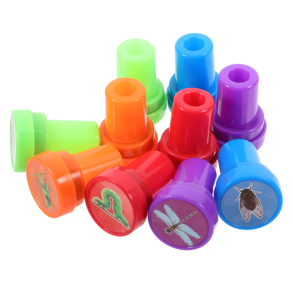 

10 Pcs Impressions Stamps Uk Animal Track Insect Seal Cartoon Theme Child Toys