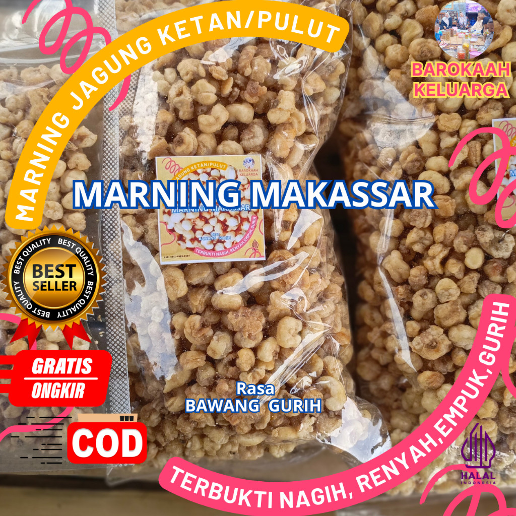 

MARNING PREMIUM SUPER EMPUK RENYAH GURIH jagung ketan putih Super duper Empuk terbuat dari jagung Ketan Putih Asin Bawang Gurih 100gr, 250gr 500gr 1KG /kiloan Gurih Renyah, Jagung Marning ketan Asin / Marneng Jagung