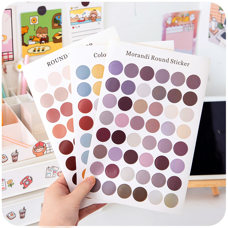 

1Sheet Morandi color Round Dot Stickers mutifunctional Decorative Kawaii Deco Sticker DIY Diary Album Label Stationery Scrapbook