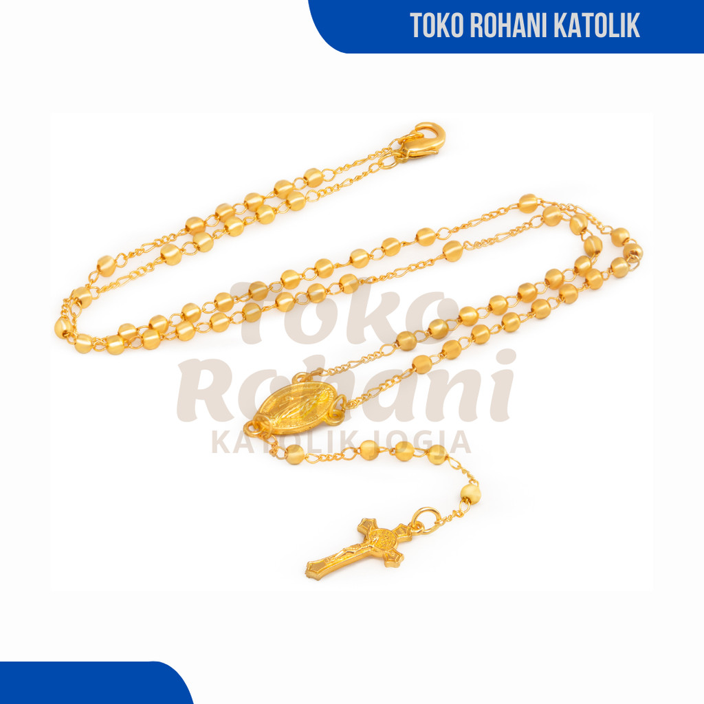 PROMO KALUNG ROSARIO KATOLIK MONEL 4 MM / KALUNG ROSARIO KATOLIK / ROSARIO EMAS DISKON MURAH