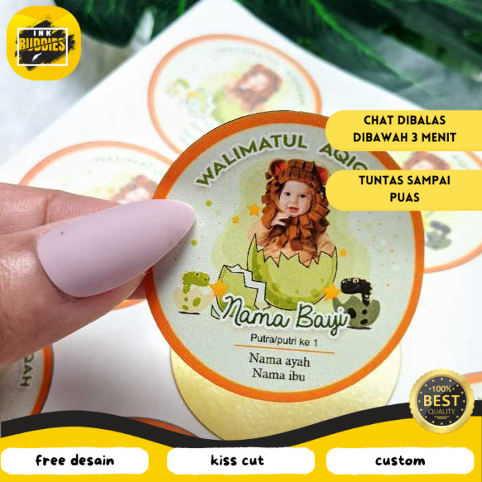 

INB Stiker Bulat Label Tasyakuran Aqiqah Bayi Sticker Nama Anak Ucapan Kelahiran Akikah Kecil