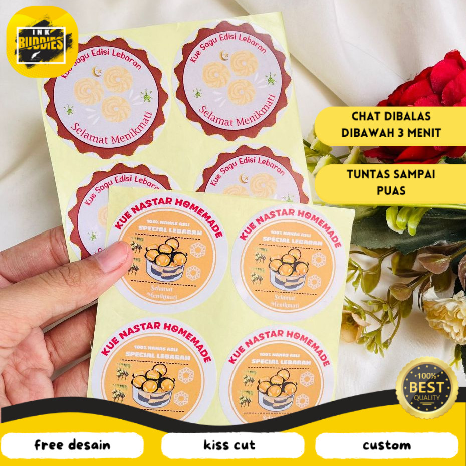 

INB 9-15 Label Sticker Cookies Lebaran Stiker Toples Kue Kering Idul Fitri Bulat Chromo Murah
