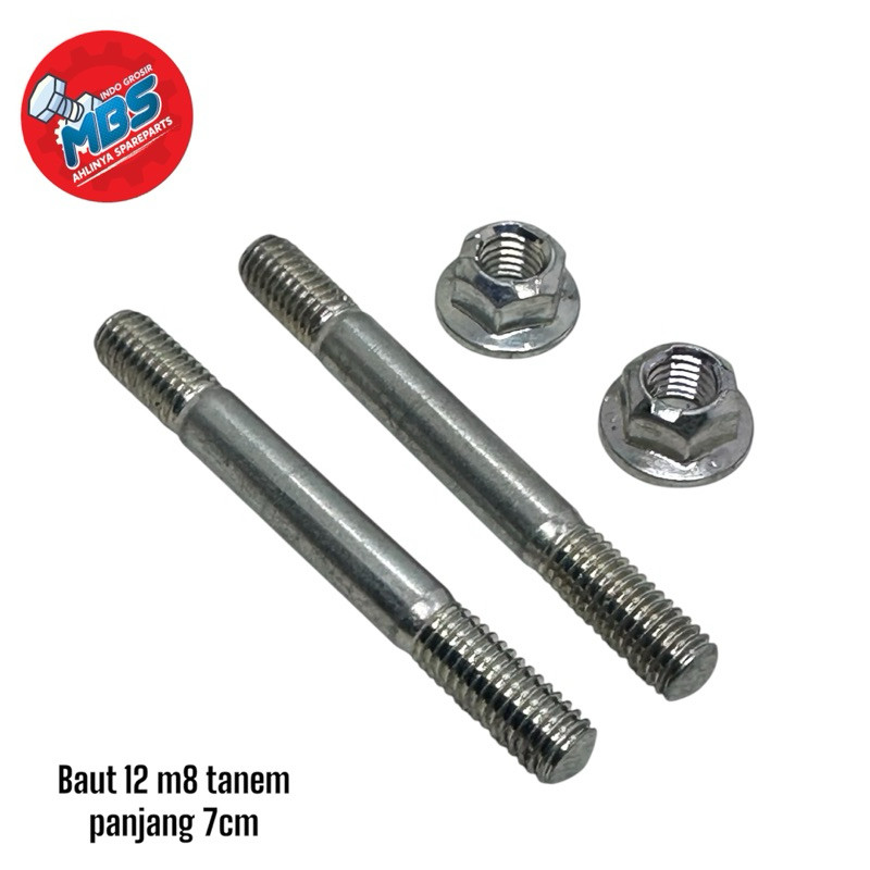 grosir bos baut BAUT 12 TANEM M8 PANJANG 7 cm BAUT ATAS BAWAH DRAT
