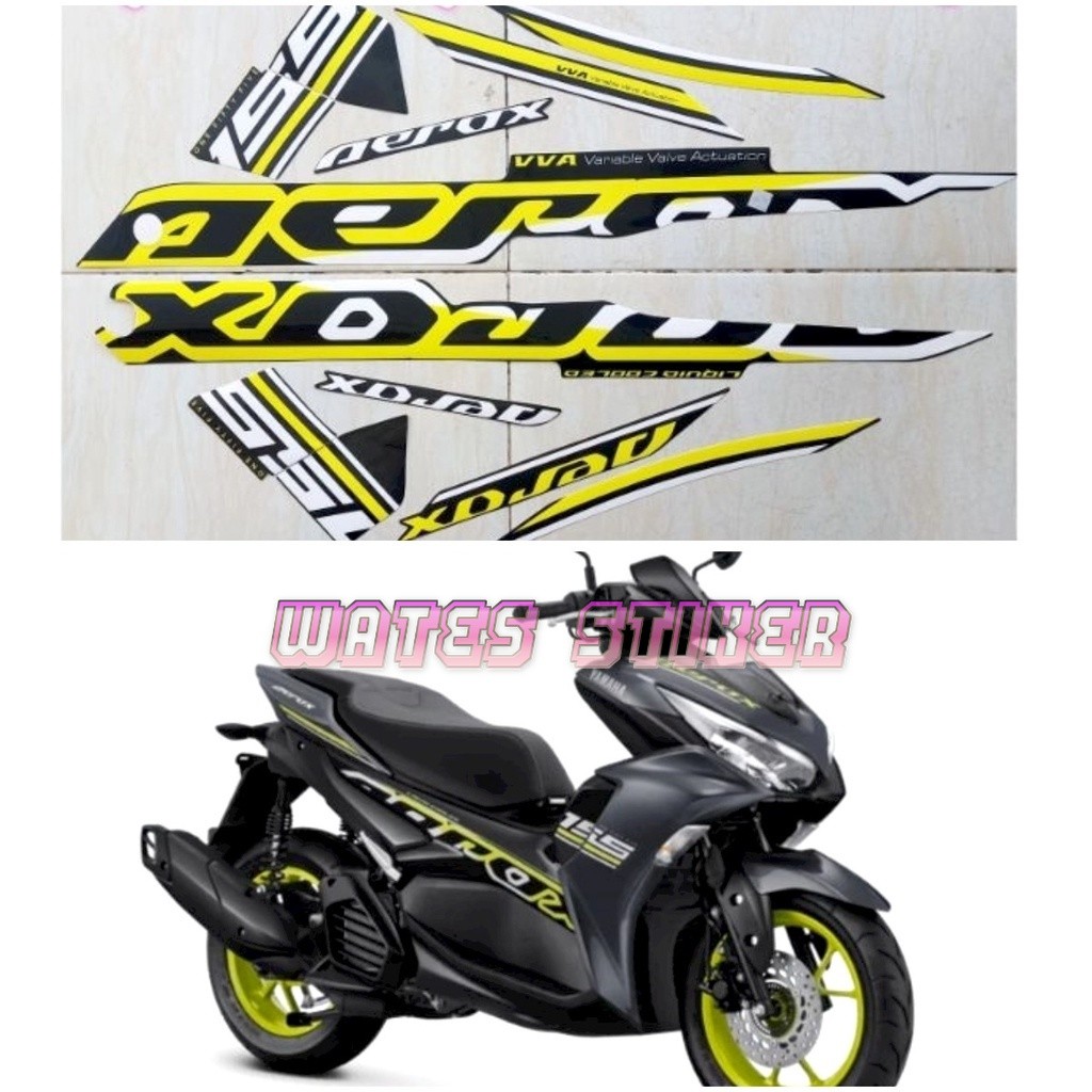 Striping Decal Polet Sticker Yamaha All New Aerox 155 VVA CONECTED 2022 2023 Kuning Hitam stiker lis