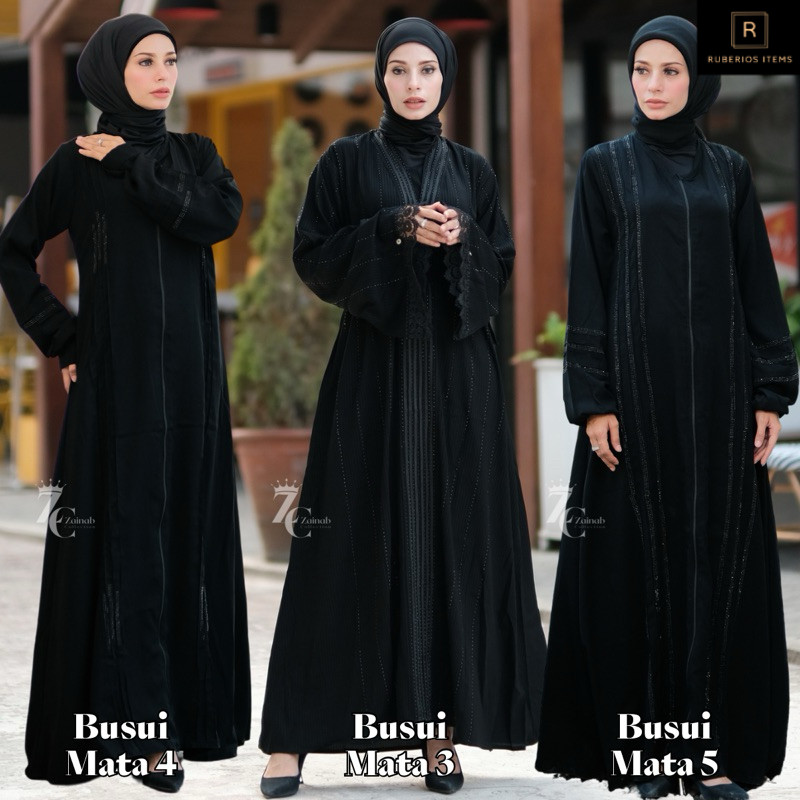 New Abaya busui mata-mata gamis hitam wanita Gamis Baju Lebaran remaja kekinian