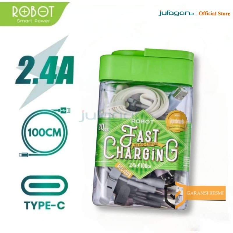 Kabel Data Tipe C ROBOT RGC100S Type C 1 Toples 1m (1 Toples isi 20pcs) beli 10 Pcs FREE Toples