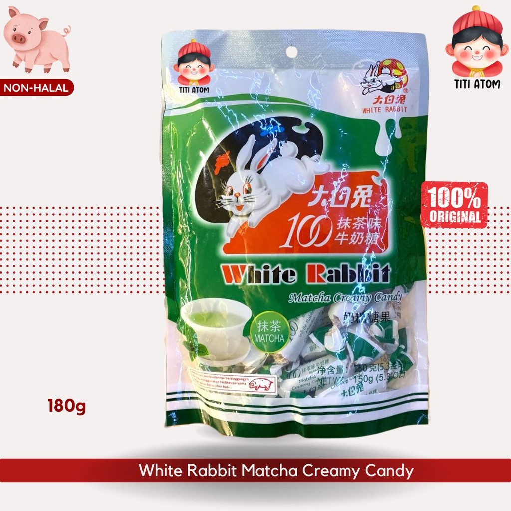 

White Rabbit Matcha Creamy Candy Permen Susu Kelinci Rasa Teh Hijau 180g NON HALAL