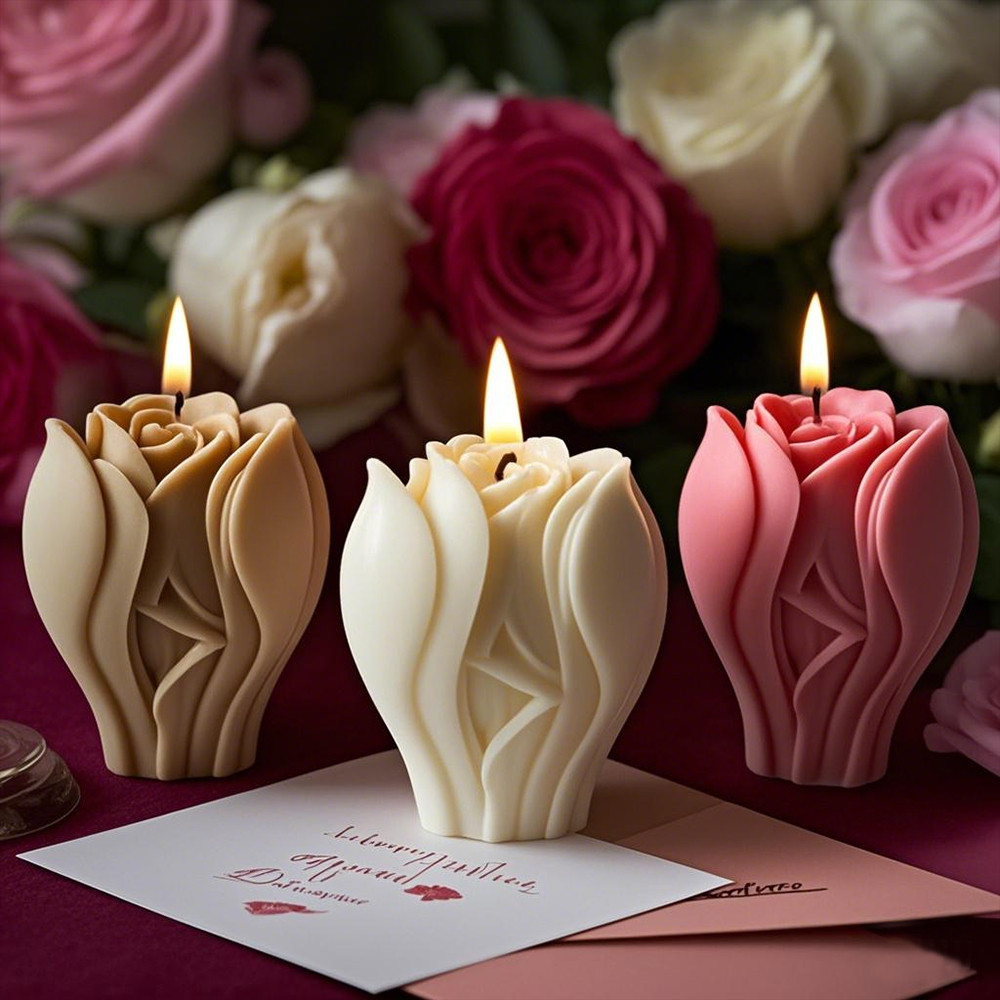 

3D Flowers Plaster Ornaments Silicone Mould Handmade Soap Soy Wax Molds DIY Valentine's Day Rose Flowers Scented Candle Mold