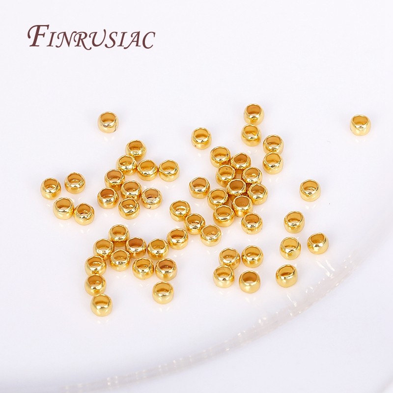 DIY Jewelry Making Supplies 14K/18K Gold Plated Round Crimps Beads,2mm 2.5mm 3mm End Crimp Beads Who
