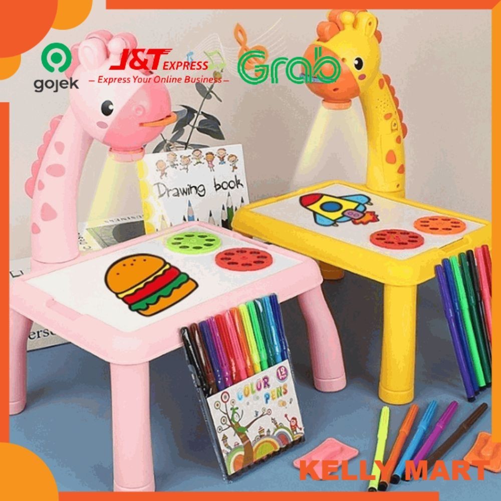 Meja Belajar Gambar Meja Gambar Anak Proyektor Meja Belajar Anak Mainan Motif Jerapah / Meja Gambar 
