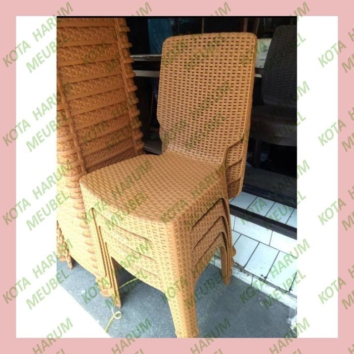 kursi plastik anyaman rotan napolly napoly napoli coklat bandung