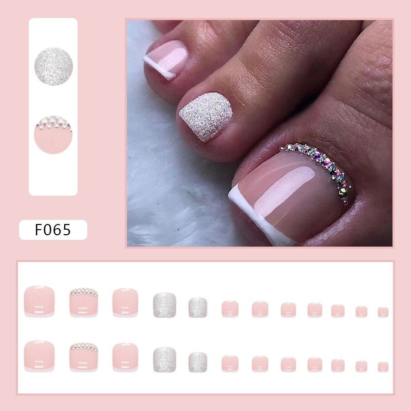 F065 - Kuku Cantik 24pcs set Kuku Palsu Fake Nails Box Free lem cair / lem jelly tahan air Kuku Pals