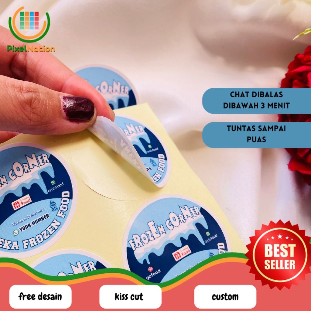 

PiNat 2-4 Cetak Stiker Chromo Makanan Beku Label Free Desain Frozen Food Daging Bulat Murah Uk.Kecil